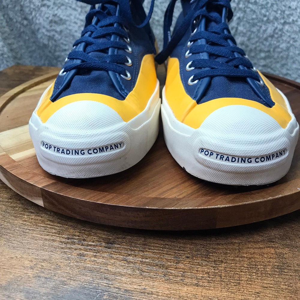 Converse Pop Trading Company Jack Purcell Hi Top Sneakers Mens 10.5 Blue Yellow - Picture 3 of 14